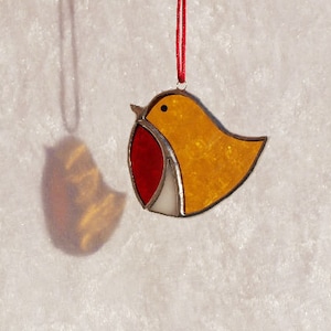 Stained glass Robin red breast decoration, teacher gifts, Bird lover gift, bird glass art, Christmas, bauble tree decor image 4