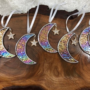 5x Moon and star, Glass moon, christmas ornament, tree decoration, christmas tree ornament, christmas decoration, moon decor