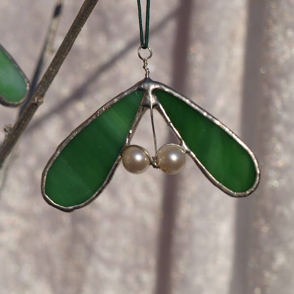 Stained Glass Mistletoe Ornament