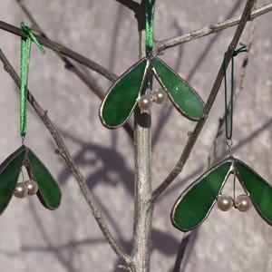 5x Mistletoe Christmas decoration, mistletoe tree decoration, mistletoe tree ornament, stained glass mistletoe, Christmas mistletoe image 8