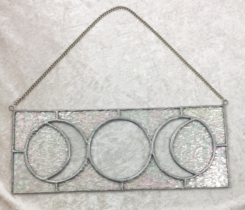 lunar phases stained glass lunar Moon full moon crescent moon celestial la luna moon phases sun catcher moon art glass moon