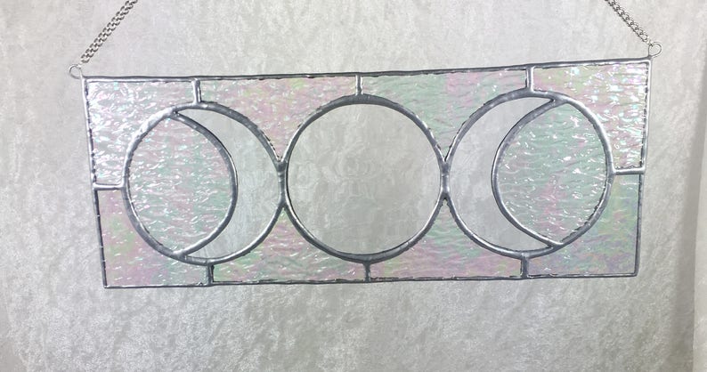 lunar phases stained glass lunar Moon full moon crescent moon celestial la luna moon phases sun catcher moon art glass moon