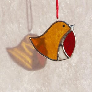 Stained glass Robin red breast decoration, teacher gifts, Bird lover gift, bird glass art, Christmas, bauble tree decor image 2