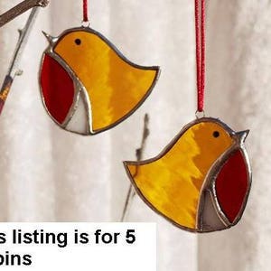 Stained glass Robin decoration, teacher gifts, Bird lover gift, bird glass art, mirror or window decor, thank you gift, appreciation gift