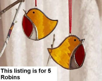 Stained glass Robin decoration, teacher gifts, Bird lover gift, bird glass art, mirror or window decor, thank you gift, appreciation gift