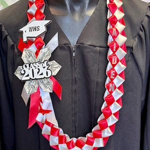Collar de graduación de la clase de 2026 / nombre personalizado / colores de la escuela #095 Style #1F