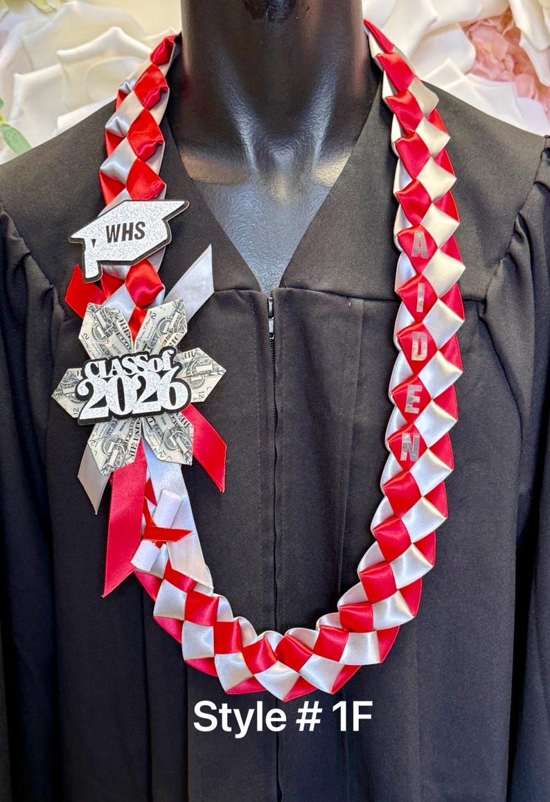 Collar de graduación de la clase de 2026 / nombre personalizado / colores de la escuela #095 Style #1F