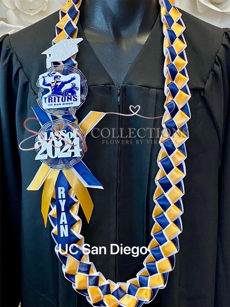 University of California, UC personalized ribbon leis/ Graduation leis/ Class of 2024 image 7