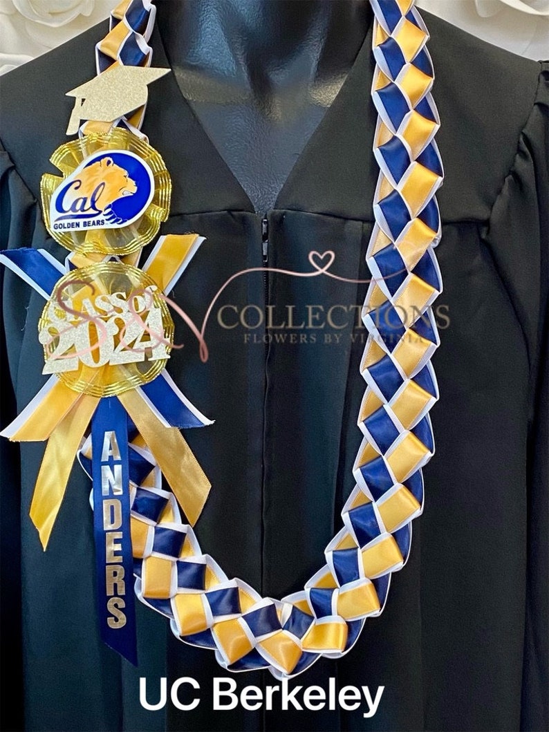 University of California, UC personalized ribbon leis/ Graduation leis/ Class of 2024 Necklace Style Lei