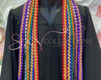 Braided 3/8" Ribbon Leis for Graduation-Pick your school color-#097