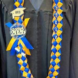 Collar de graduación de la clase de 2026 / nombre personalizado / colores de la escuela #095 imagen 1