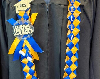 Class of 2026 Graduation Leis /personalized name/ school colors #095