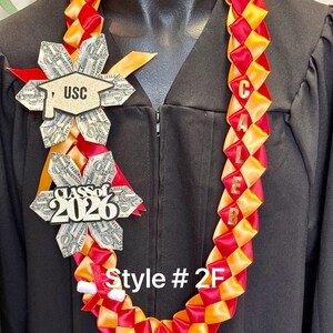 Collar de graduación de la clase de 2026 / nombre personalizado / colores de la escuela #095 Style #2F