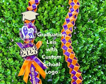 Custom Graduation Lei with School Logo and Name Tag