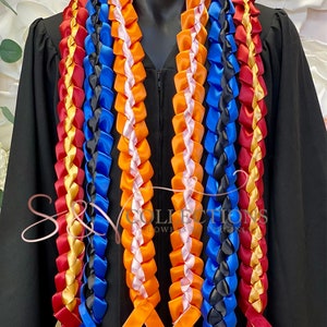 Braided 5/8' or 7/8" Ribbon Leis for Graduation-Pick your school color; Ribbon Leis #97