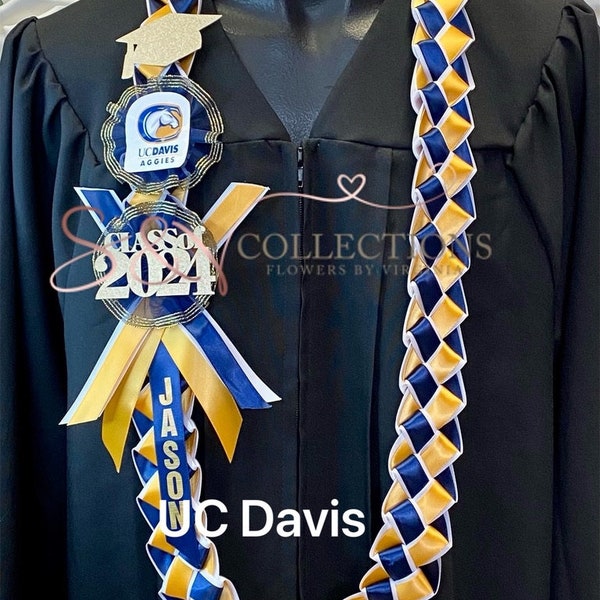 University of California, UC personalized ribbon leis/ Graduation leis/ Class of 2024