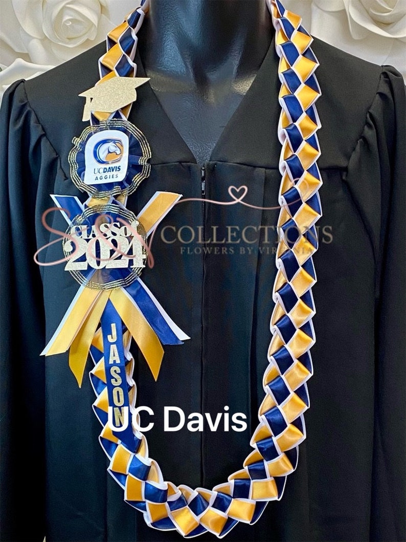 University of California, UC personalized ribbon leis/ Graduation leis/ Class of 2024 image 3
