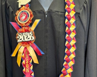 Marine Corps-The US Armed Forces custom leis made with graduate name