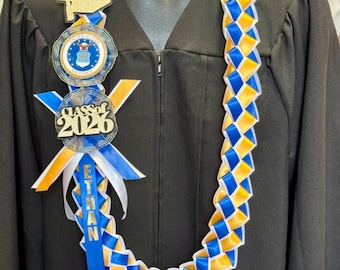 Air Force-The US Armed Forces custom leis made with graduate name