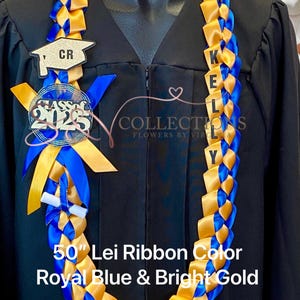 Braided 7/8" Ribbon Leis for Graduation/personalized name/ school colors #093