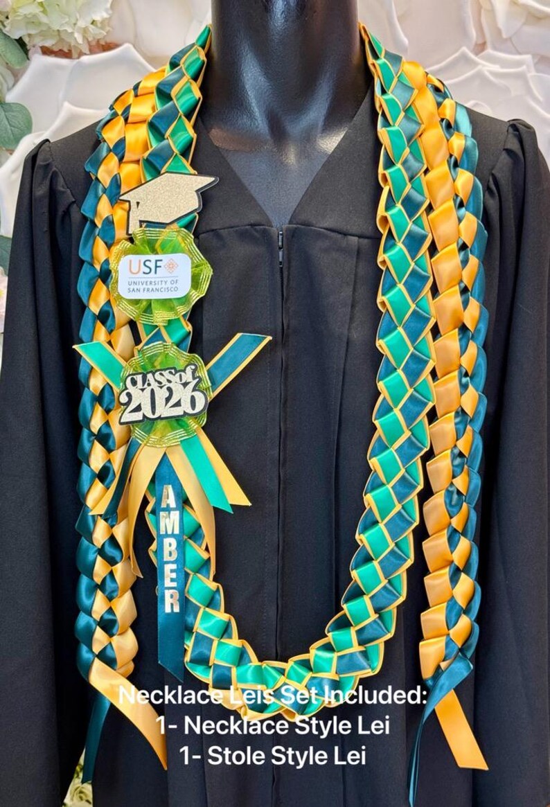 Usf Ribbon Custom Graduation Lei With School Logo and Name Tag - Etsy