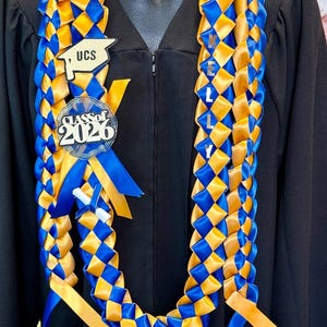 Collar de graduación de la clase de 2026 / nombre personalizado / colores de la escuela #095 Style #1R Set