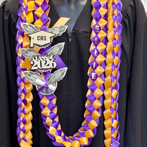 Collar de graduación de la clase de 2026 / nombre personalizado / colores de la escuela #095 Style # 3B Set