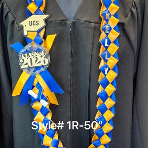 Collar de graduación de la clase de 2026 / nombre personalizado / colores de la escuela #095 Style #1R