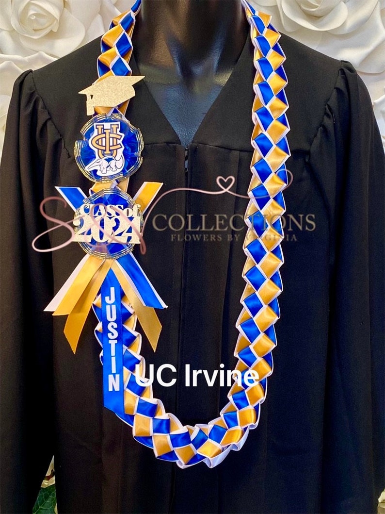 University of California, UC personalized ribbon leis/ Graduation leis/ Class of 2024 image 4