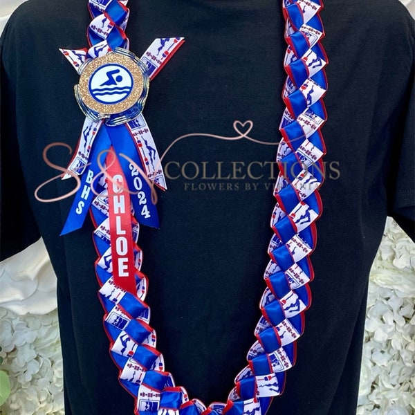 Swimmer/Swim Team Ribbon Lei//Graduation Leis/Senior Night/Sport Night/Spirit Week/Class of 2024