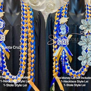University of California, UC personalized ribbon leis/ Graduation leis/ Class of 2024 3 Flowers Set