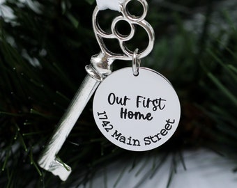 Our First Home Ornament for New Home Gift for New Homeowners Ornament Personalized Address Ornament Closing Gift for Home Buyer Closing Gift