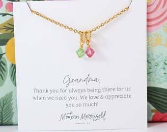 Grandma Necklace Birthstone Necklace for Grandma Gift from Grandkids Birthstone Necklace for Grandma Christmas Gift Family Birthstone