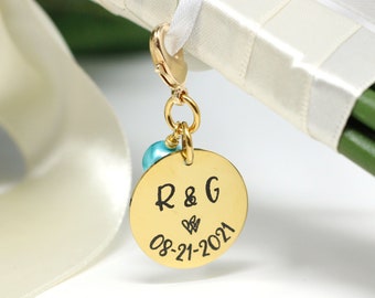 Something Blue Bouquet Charm for Bride - Personalized Bridal Bouquet Charm - Something Blue for Bride - Flower Bouquet Charm