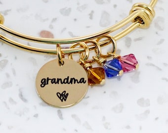 Grandma Christmas Gift Grandma Birthstone Bracelet for Grandma Name Bracelet with Birthstones Personalized Grandma Gift from Grandkids