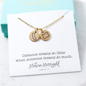 Personalized Long Distance Best Friend Gift Friendship Necklace State Charm Necklace for Long Distance Relationship State Necklace Two State image 6