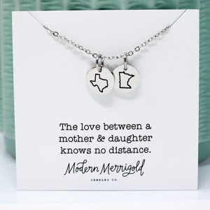 Personalized Long Distance Best Friend Gift Friendship Necklace State Charm Necklace for Long Distance Relationship State Necklace Two State image 3