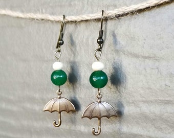 Handmade brass umbrella earrings