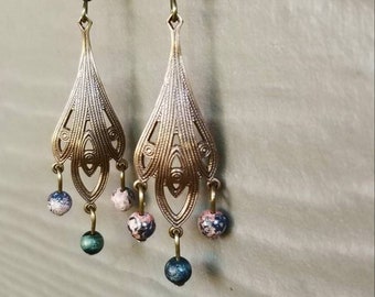 Brass chandelier earrings