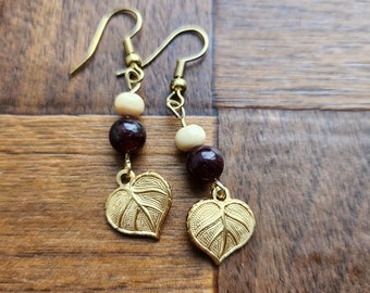 Handmade brass leaf earrings