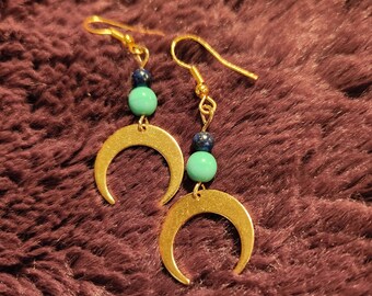 Brass moon earrings