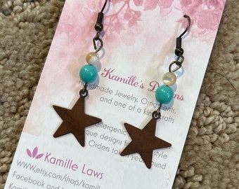 Brass star earrings