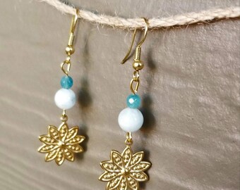 Handmade brass flower earrings