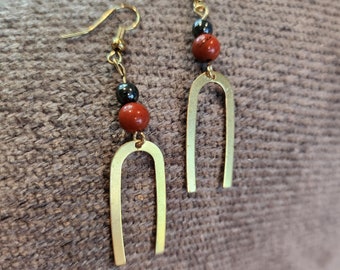 Handmade brass rainbow earrings