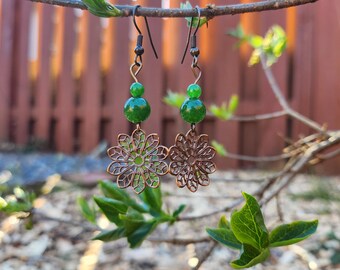 Brass flower earrings