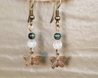 Handmade brass butterfly earrings