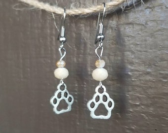 Handmade Paw print earrings.