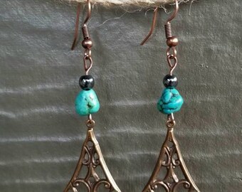 Handmade brass filigree earrings