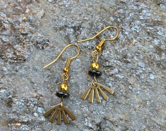 Brass sun earrings