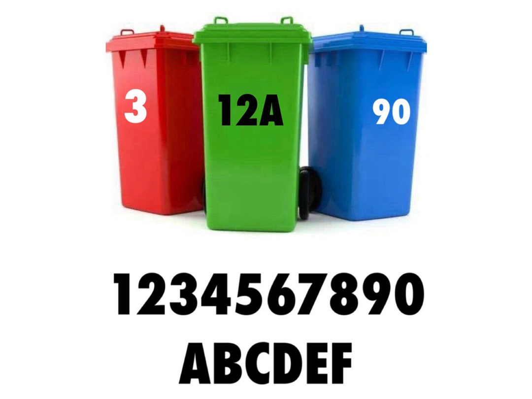 Wheelie Bin House Numbers Stickers Wheely Dustbin Sticker Peel & Stick